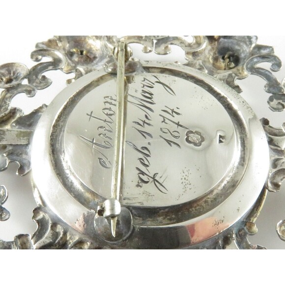 Austro Hungarian 800 Silver Porcelain Brooch Jesus & John the Baptist c1900 - Picture 9 of 10